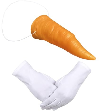 Nez de Carotte Nez Orange de Bonhomme de Neige Gants Blancs Noël Déguisement de Bonhommes de Neige DIY Décoration pour Noël Cosplay Fête Costumée Hivernales