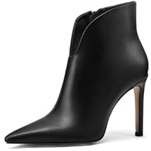 QUEEN HELENA Tronchetti con Tacco a Spillo Stivaletti Eleganti Donna K4053 (Nero Pu, Taglia unica, Sistema Taglie Calzature EU, Adulto, Donna, Numero, Media, 38)