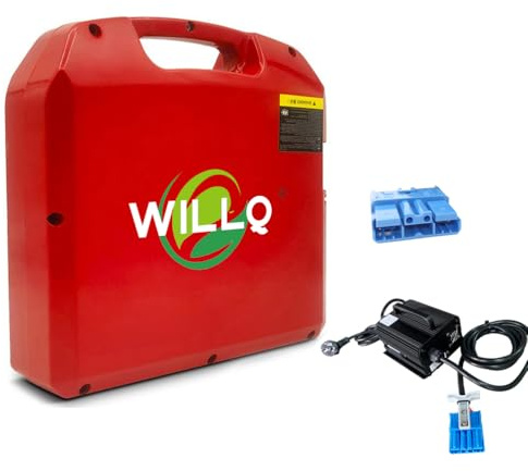 WILLQ Batería de Litio de 24 V, 20 Ah, 30 Ah, 40 Ah, 60 Ah, 48 V, 10 Ah, 15 Ah, 20 Ah, 30 Ah, para transpaleta eléctrica, repuestos para montacargas.,48v20ah,W/Charger