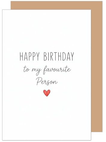 Edition Seidel Biglietto di auguri di compleanno con busta, biglietto di auguri con scritta inglese cuore minimalista, elegante per marito, moglie, fidanzato, fidanzata (G3906 SW026)