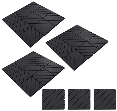 AKLOSIPY Carreaux de Terrasse en Plastique Emboîtables Légers, 30 Pièces, Revêtement de Sol Extérieur Antidérapant pour Patios et Jardins (Gris foncé)
