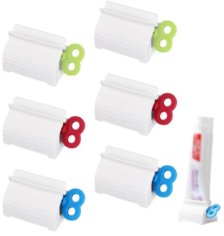 MUNZE Tubenquetscher 6 Stück Grün Rot Blau, Dispenser Für Kosmetik- Und Zahnpastatuben, Länge 5Cm