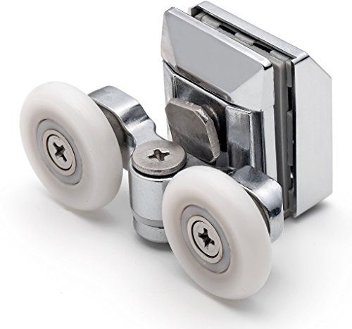 ShowerPart Twin/Double Top Shower Door Rollers/Wheels/Runners L020, Shower Door Wheel Diameter 23mm, Wheel Thickness 6mm, Chromed Plastic Cover, Shower Door Replacement Parts, 4x