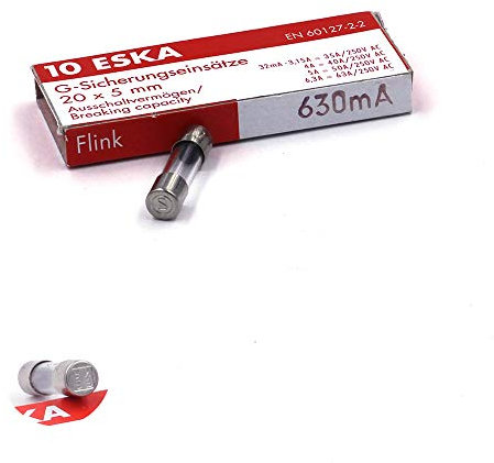 10 fusibili rapidi (F) in vetro 630 mA / 250 V AC 5 x 20 mm