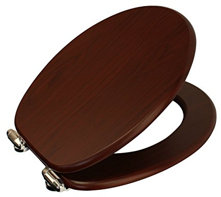 MDF Wooden Toilet SEAT W/Fittings Adjustable Chrome Hinges Bathroom Soft Close Mahogany