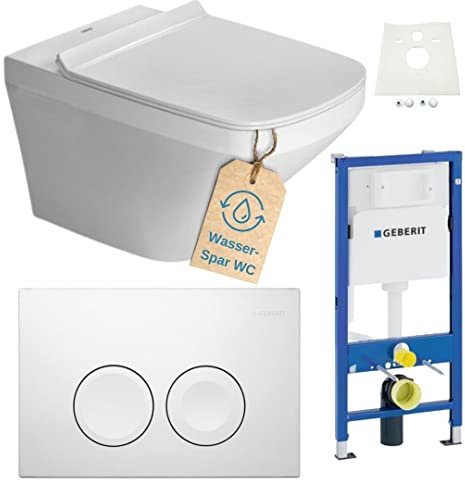 Duofix Vorwandelement, Drückerplatte Delta 21, mit Duravit Design WC spülrandlos mit Beschichtung, Komplett-Set