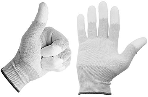 Minadax Guantes antiestáticos ESD Finger-TIP – 1 par, talla L/9 – para reparación, montaje y limpieza en electrónica, mecánica de precisión, modelismo, coche y motocicleta