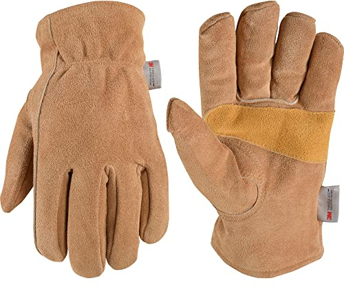 Wells Lamont Men's Insulated Split Cowhide Winter Leather Work Gloves, Extra Large (1080), Brown