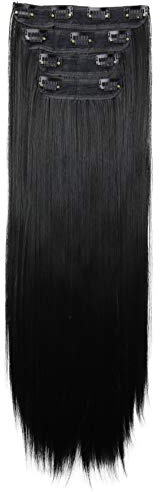 CAISHA XXL 60cm 4er CLIP IN EXTENSIONS Haarverlängerung Schwarz CES301