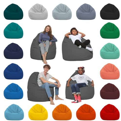 HomeIdeal - Sitzsack XXL Bodenkissen für Erwachsene & Kinder - Geeignet für Gaming oder Entspannen - Indoor wie Outdoor da er Wasserfest ist - mit EPS Perlen, Farbe:Anthrazit, Größe:XXXL