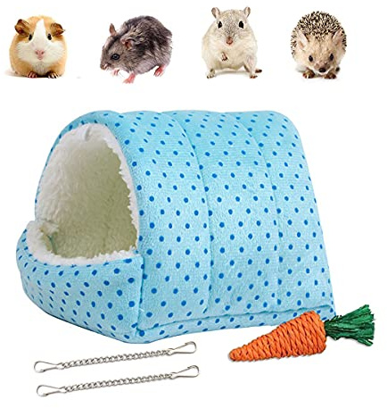 kuivoo Hamster House,Small Pet Bed House,Multifunctional Hanging Sleeping Bed, Small Animal Cage Home,Warm Nest Cave and Hideout for Guinea Pig,Hedgehog Squirrel Rat(21x18*17CM)