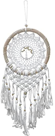 Dreamcatcher im Boho-Style, 22 cm Durchmesser, 3 Varianten, Rund, Mond und Herz, Traumfänger gehäckelt (Rund)