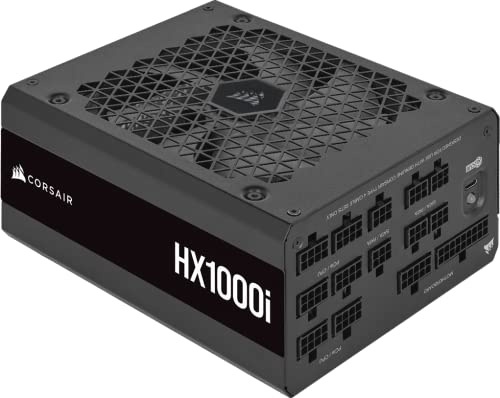 Corsair HX1000i Fuente de Alimentación ATX Totalmente Modular de muy Bajo nivel Sonoro (Tres Conectores EPS12V, Ventilador con Rodamiento Dinámico Fluido, Eficiencia 80 PLUS Platinum) Negro