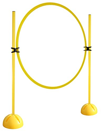 SPORTIKEL24 Kombi-Ring-Hürdenset – Ring ø 70 cm & Stangen 100 cm – Training der Sprungkraft & Koordination – mit befüllbarem X-Standfuß – Agility-Hürde für Fußball, Leichtathletik & Hundesport