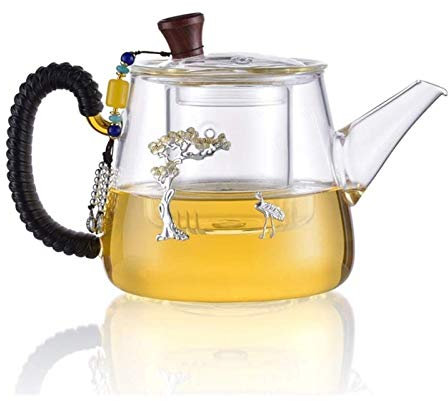 BEZAX Teekanne Glas Teekanne Wasserkocher Klarglas Teekanne Hitzebeständig 650 ml Mit Infuser Hochtemperaturbeständigem Glas (Color : A)