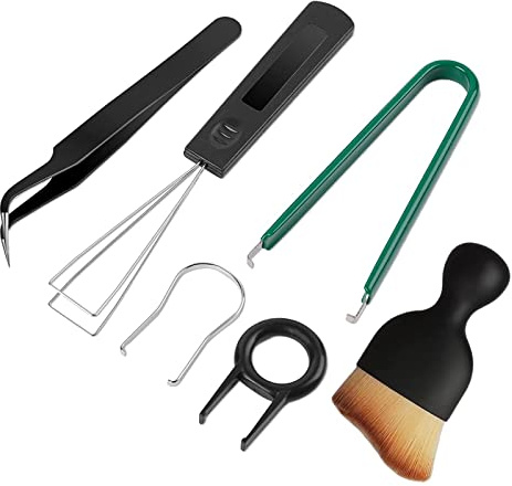 DINGFENG 6 Teiliges Tastatur Reinigungs Set, Abzieher, Tastenkappen Schlüsselschalter Abzieher, Tastenkappen Abzieher Kit mit Tastenkappen Pinzette für Hot Swap mechanische Tastatur