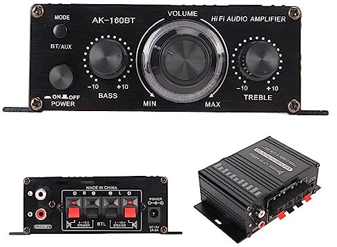 Amplificador de Potencia Bluetooth 5.0, Amplificador de Potencia Digital HiFi Bluetooth 5.0, Aleación de Aluminio de Calidad de Sonido Claro 20Hz a 20KHz 12V Universal para