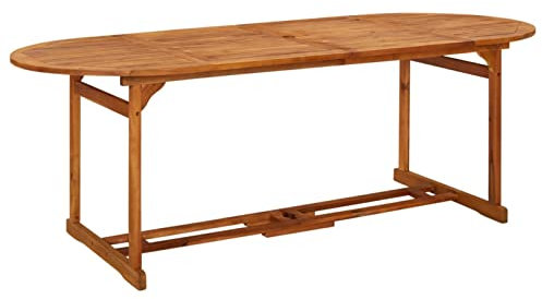 Camerina Garten-Esstisch 220x90x75 cm Massivholz Akazie KüChentisch Ausziehbar Dining Tables