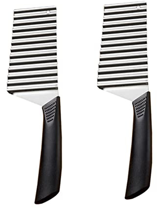 BESTonZON 2 Pièces Couteau à Frites Coupe-carottes Couteau Ondulé Trancheuse De Carottes Coupe-frites Froissées pommes De Terre Coupe- à Gaufres Acier Inoxydable Légume Grattoir
