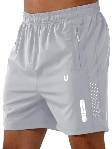 NORTHYARD Men's Athletic Running Shorts Quick Dry Workout Shorts 7/ 5/ 9 Lightweight Sports Gym Basketball Shorts Hiking Exercise GREY-5inch M