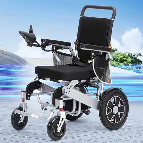 WMDMJT Fauteuil Roulant électrique Pliant, Fauteuil de mobilité Portable (28 kg) Fauteuil motorisé avec Batterie Amovible 24 V 12 Ah Fauteuil Roulant motorisé,Silver-110 * 60 * 99 cm