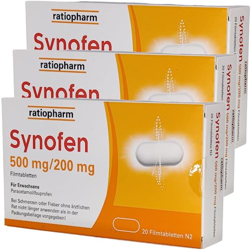 SYNOFEN Schmerztabletten mit Paracetamol und Ibuprofen I schnelle Schmerzlinderung I mit Pharma Perle give-away (Synofen 3 x 20 St.)