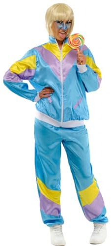 Struts Adult Violet Beauregarde Style Blue Tracksuit Costume (Large (UK 14-16))