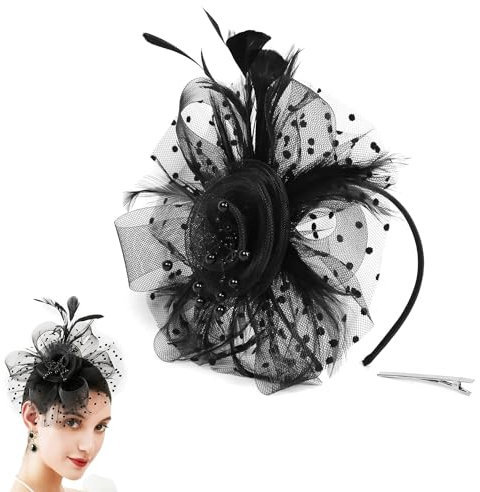 Xusxes 1 Fascinator für Damen (schwarz), Retro-Stil, Vintage-Party, Hochzeit, Cocktail-Party