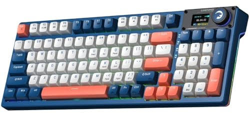 GAMEPOWER Gasket Elite X Kabellose Mechanische Gaming Tastatur, 95 Tasten, Triple Mode (Wireless, Bluetooth, Kabel), RGB, 4000mAh Akku, Lineare Switches, Smart Display, QWERTZ, Hot swap