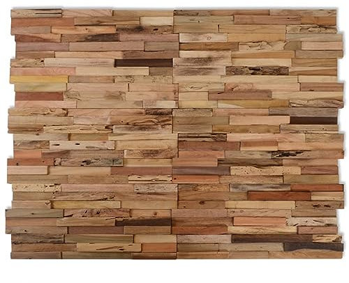 qohoio Wall Cladding Panels 10 pcs 1.03 m² Recycled Teak Wood,3D Wall Panels Brick Effect - Cladding, Stone Look, Styrofoam Facing for Living Room, Kitchen, Bathroom, Balcony, Bedroom, Back of Counter
