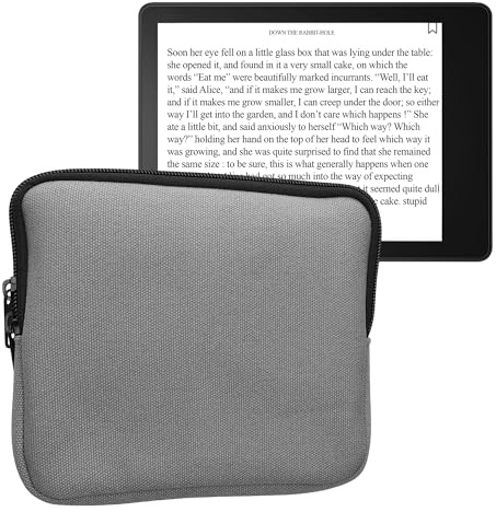 kwmobile Funda Universal para E-Book - Estuche de Tela de Lona con Cierre de Cremallera para Libro Electrónico de 7 Pulgadas - Bolsa Protectora para Ebook con Correa de Mano
