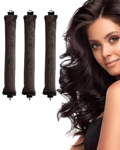 YOCDNOV Confezione da 3 bigodini Senza Calore- aste Flessibili con Ganci, Ferro arricciacapelli Senza Calore per Tutti i Tipi di Capelli, bigodini per Dormire, per Tutti i Tipi di Capelli (nero)
