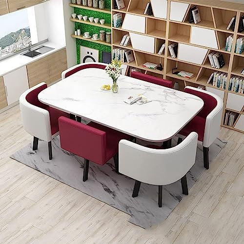 Elegantes 6-teiliges Küchen- und Esszimmer-Set, Konferenztisch mit passenden Stühlen für den Empfangsbereich