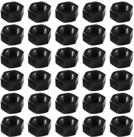 Lyeteung 30 PCS M10 Metric Thread Hexagon Fastener, Nylon Hex Nuts, Metric Coarse Thread Hexagon Nuts, Black