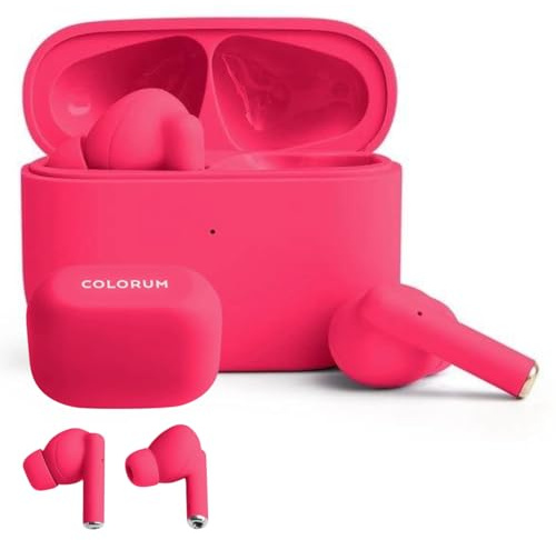 FOREVER COLORUM TWS Auriculares Bluetooth Magenta - Auriculares Inalambricos Bluetooth con Graves Profundos - Intraurales Auriculares con Micrófono Compatibles con Android e iOS - Carga Rápida USB-C