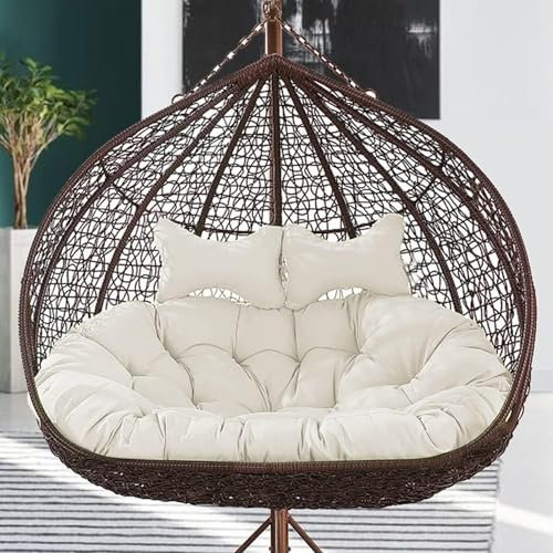 Doppel-Schaukelstuhl mit verstellbarem Kissen für drinnen und draußen, Garten, Balkon, großer Eierstuhl, Ersatz-Schaukel-Hängekorb, Rattanstuhlauflage, Sitzpolster