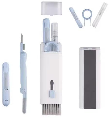 Techope Kit de Nettoyage 3-en-1 pour AirPods Pro, AirPods 1 2 3 4, iPhone, Caméra, Clavier – Outil Multifonction pour Écouteurs sans Fil – Blanc