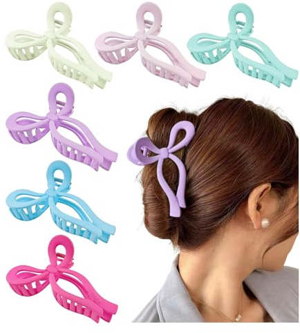6 Farben Haarklammer Schleife Haarspangen Damen Ergonomisches Design, Robust Und Langlebig, Für Kurzes, Langes, Dickes, Lockiges Und Glattes Haar