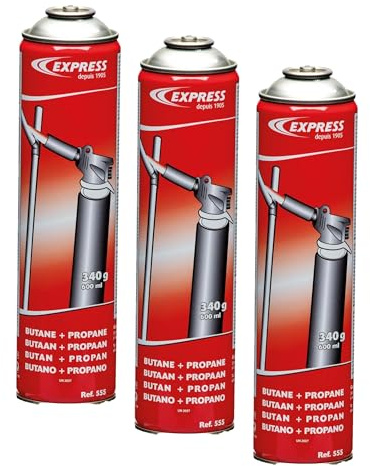 Express, 555, Cartouche de gaz butane/propane 340g, Destinée aux lampes à souder Réf. 511, Réf. 531, 342 et le poste de soudure Oxy’Star Réf. G2903, 2 h d'Autonomie