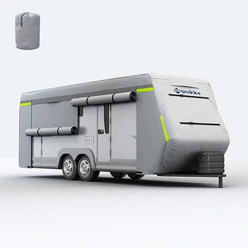 Unikka Housse de protection pour camping-car, housses de camping-car résistantes aux intempéries - Housse de camping-car de haute qualité, 4,3-7,3 m, Imperméable, Respirant, Gris 14-16' (500x250x235cm