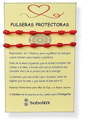 SabelAX Pulsera de Hilo color Rojo – Pulsera Roja de Proteccion - Amuleto Proteccion contra Mal de Ojo – Amuletos de Buena Suerte – Pulsera Protectoras – Para Mujer, Hombre, Parejas – Unisex
