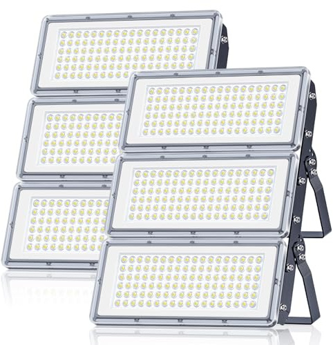 300W Focos LED Exterior - 2 Piezas 30000LM Superbrillante Proyector LED Exterior con Transformador, Floodlight Blanco Frío 7000k, IP67 Impermeable Luz Exterior para Garaje, Patio, Estadio, Fábrica