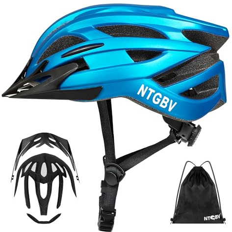 NTGBV Adult Bike Helmet for Men/Women with Helmet Bag 2 Removable Moisture-Wicking Liners & Visors Lightweight Shockproof Adjustable Design CPSC 1203 & EN 1078 Safety Certified for Road/Commute/MTB