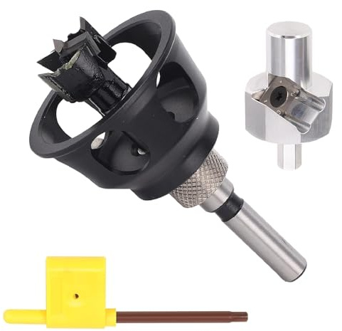20mm Drill Locator for Woodworking, Bench Dog Hole Chamfer Reamer Tool, Aluminum Alloy Vertical Hole Locator Jig for Electric Drills, 20mm Short Drill Bit