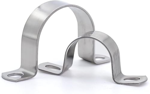 6pcs 2 Hole Conduit Clips 304 Stainless Steel Pipe Clip Heavy Duty Pipe Clamp U Shaped Brackets for Water Pipes, Gas Pipes Cable Fixing