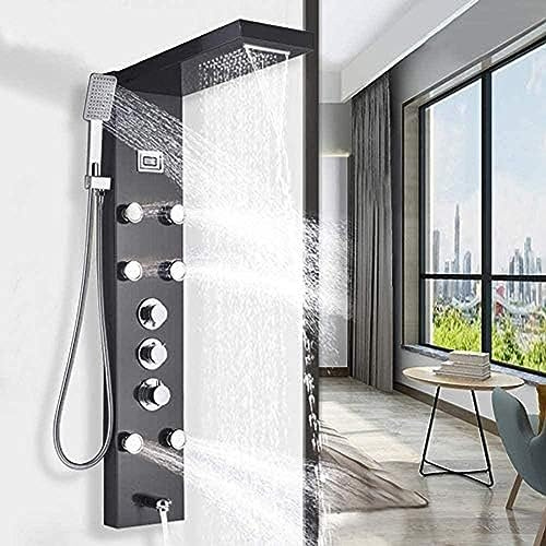 Thermostat Noir Panneau de Douche en Acier Inoxydable Colonne de Douche de Douche