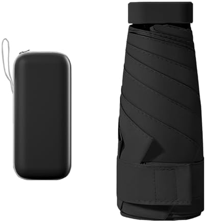 Menibeuty Mini Regenschirm, Kompakter Mini-Reiseschirm mit UPF50+ Schutz UV Sonnenschirm Regenschirm Klein Faltschirm, Pocket Taschenschirm für Damen Herren und Kinder unterwegs (Schwarz)