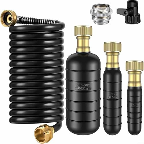 HOHOVYVY 3 Stück Abfluss-Blase-Set Für Rohre 1-6 Zoll Wasserdruck Rohrreiniger Mit 10Ft Schlauch Und Absperrventil(Black)