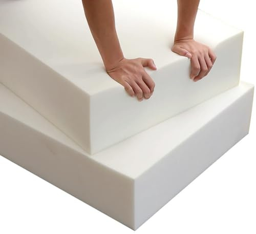 Yuly Schiuma per Schiuma per Divani e Sedute, Gommapiuma per Imbottitura Alta Densità 50, Generico Gommapiuma - Spessore 3-20 CM - Misure Personalizzabili - Durevole (Bianco,Spessore-5cm-45x45cm)
