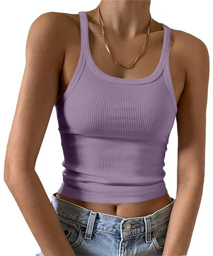 DUOEASE Canotta Donna Scollo U Casual Semplici Top Donna Estivo Slim Fit Canottiera Donna Intimo Elegante